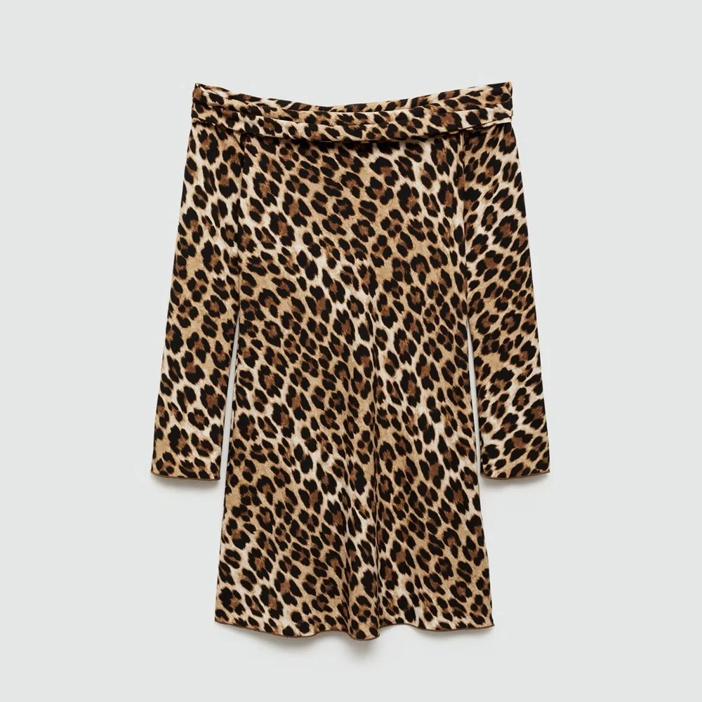 Mango leopard-print off the shoulder dress NWT - Picture 2 of 6
